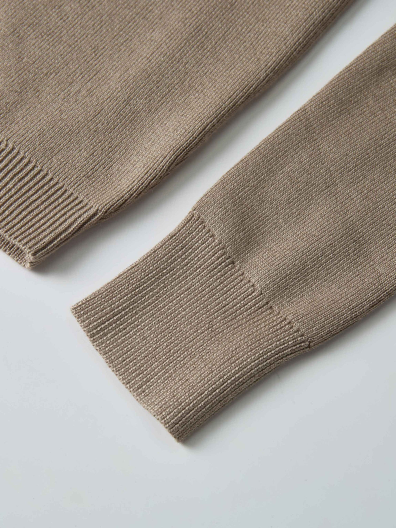 Basic Crew Knit Cardigan 20" - Warm Taupe