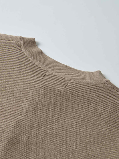 Basic Crew Knit Cardigan 20" - Warm Taupe