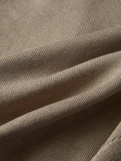 Basic Crew Knit Cardigan 20" - Warm Taupe
