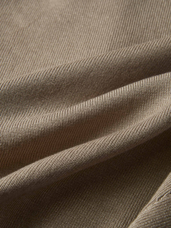 Basic Crew Knit Cardigan 20" - Warm Taupe