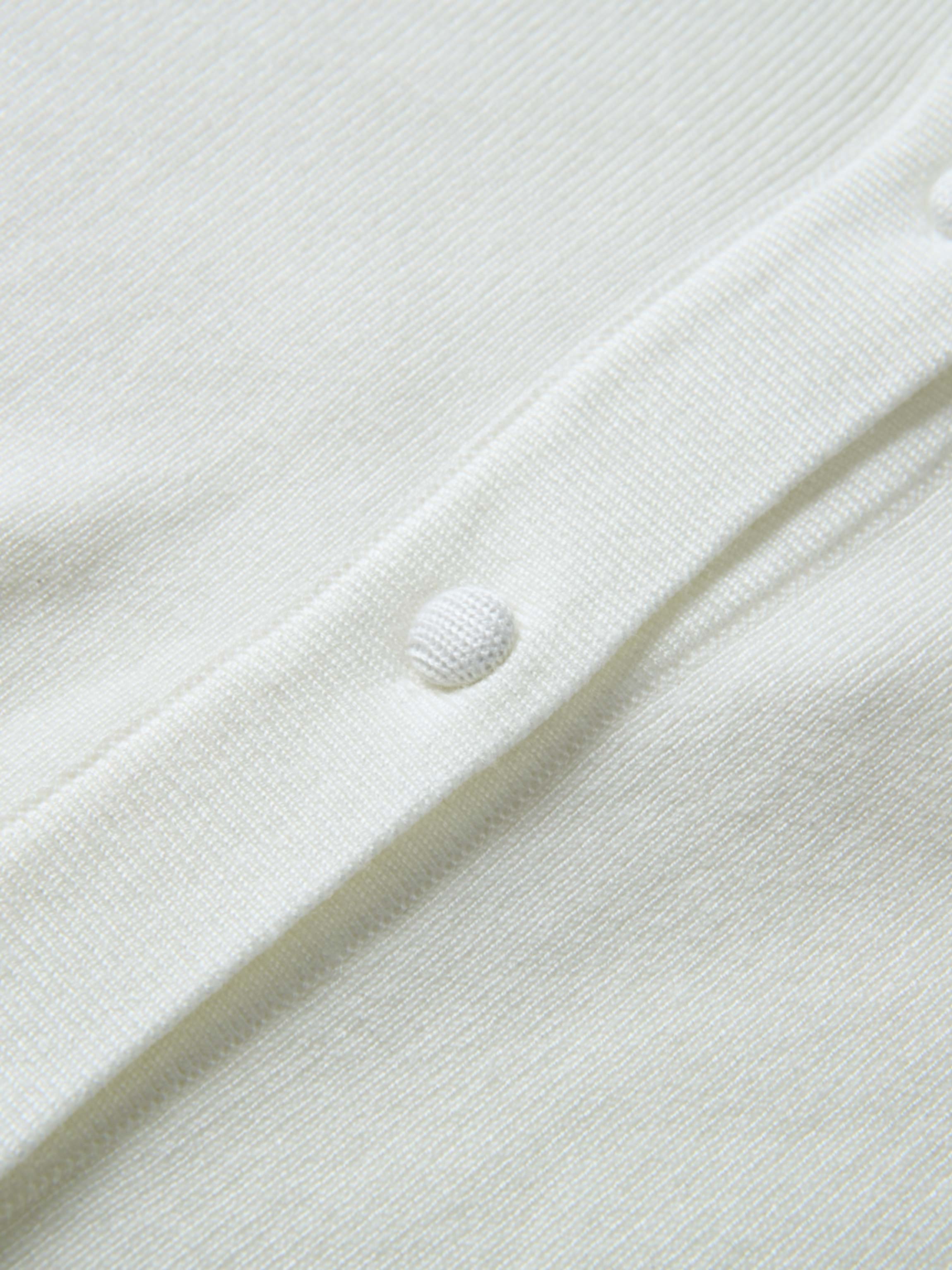 Basic Crew Knit Cardigan 20"- Cream