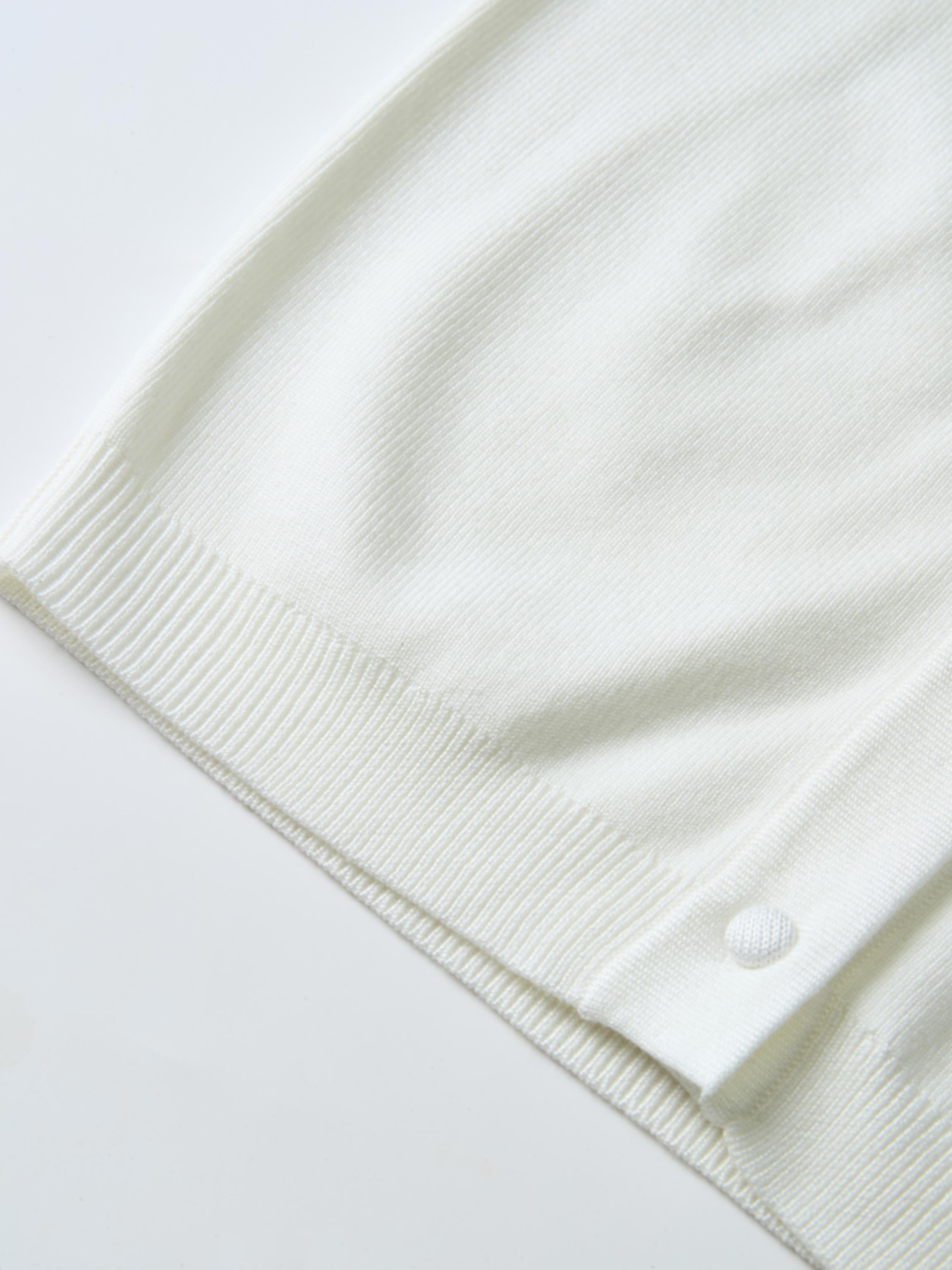 Basic Crew Knit Cardigan 20"- Cream