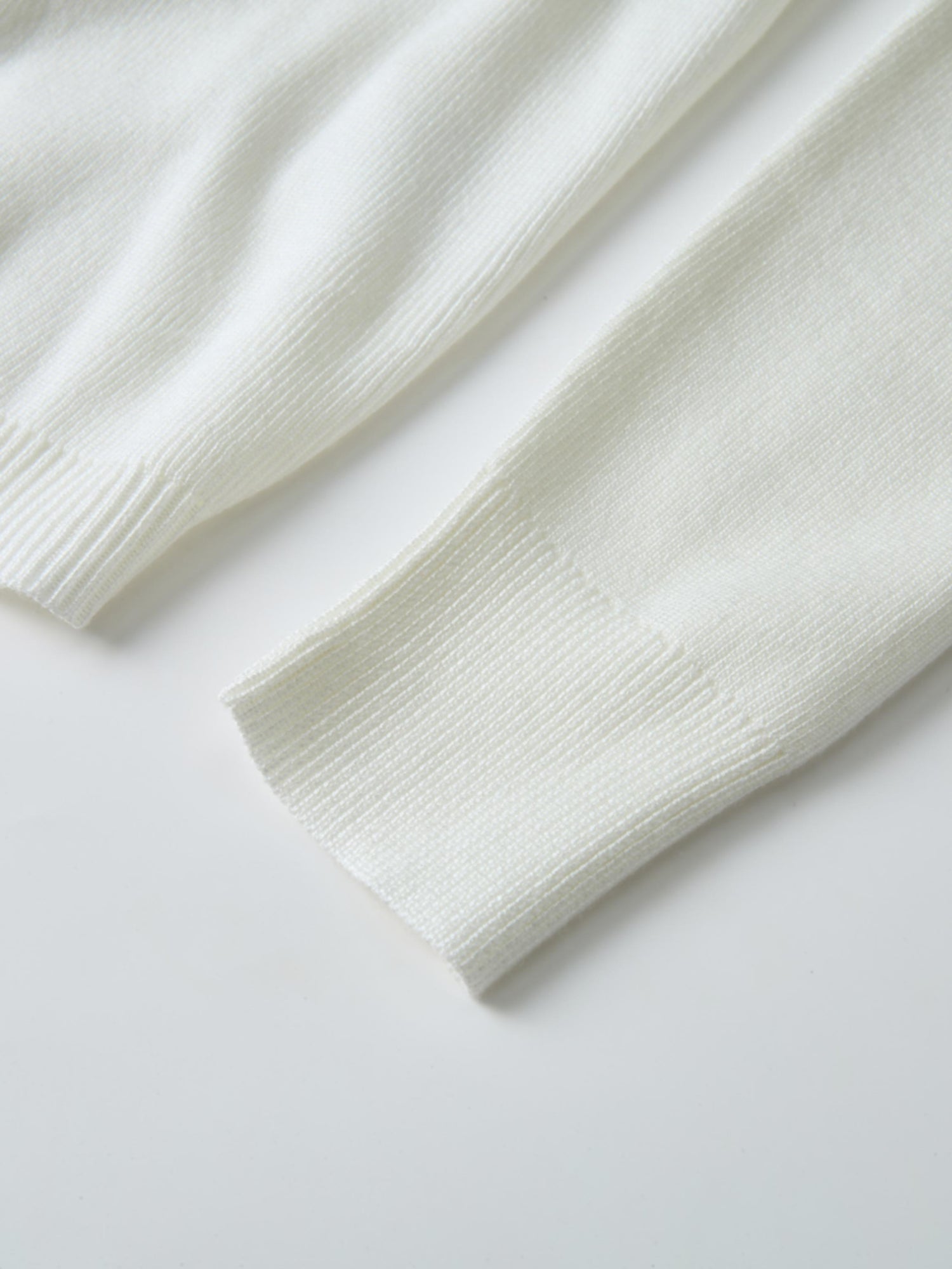 Basic Crew Knit Cardigan 20"- Cream