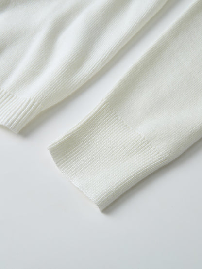Basic Crew Knit Cardigan 20"- Cream