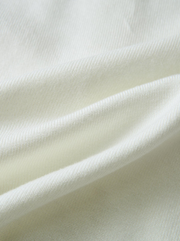 Basic Crew Knit Cardigan 20"- Cream