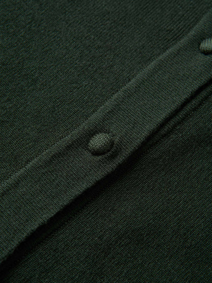 Basic Crew Knit Cardigan 20"- Green