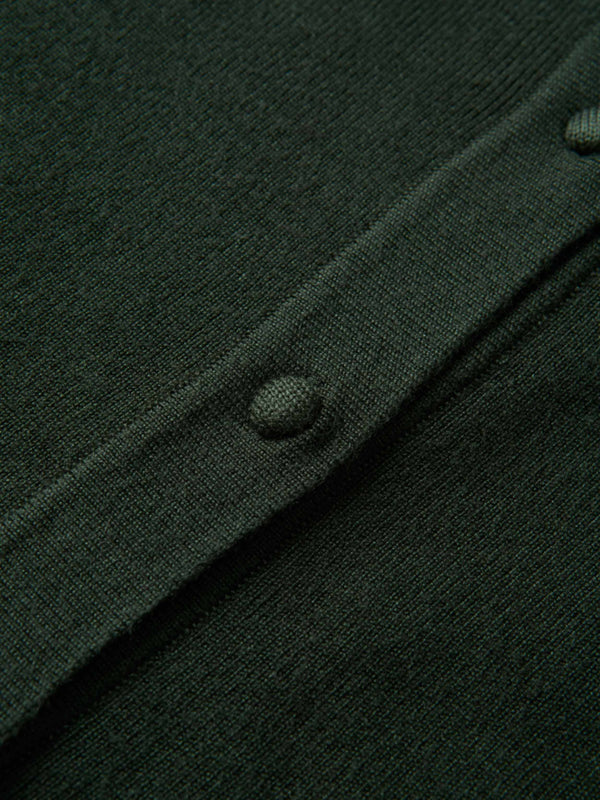 Basic Crew Knit Cardigan 20"- Green