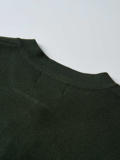 Basic Crew Knit Cardigan 20"- Green