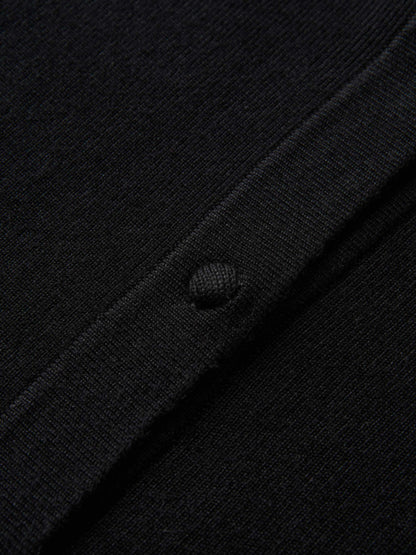 Basic Crew Knit Cardigan 20" - Black