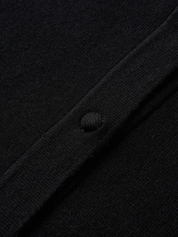 Basic Crew Knit Cardigan 20" - Black