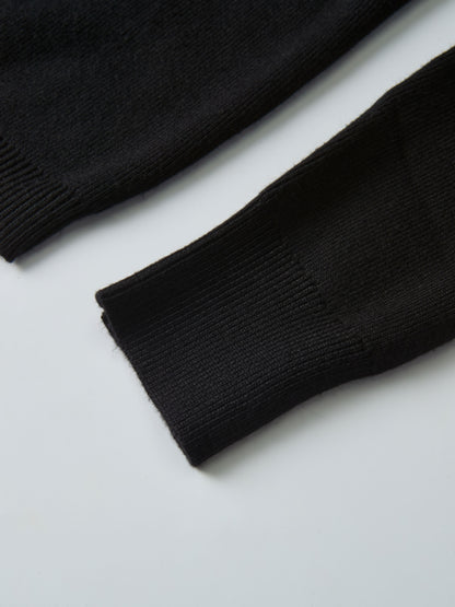 Basic Crew Knit Cardigan 20" - Black