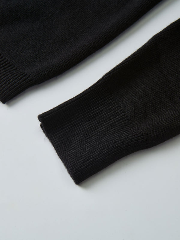 Basic Crew Knit Cardigan 20" - Black