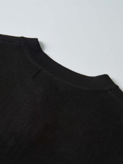 Basic Crew Knit Cardigan 20" - Black