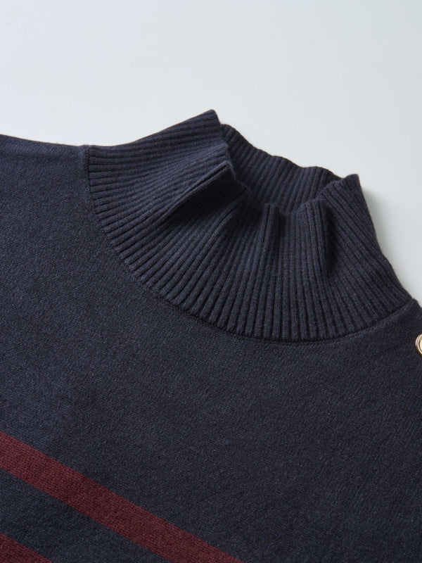 Nautical Stripe Sweater - Navy/Burgundy
