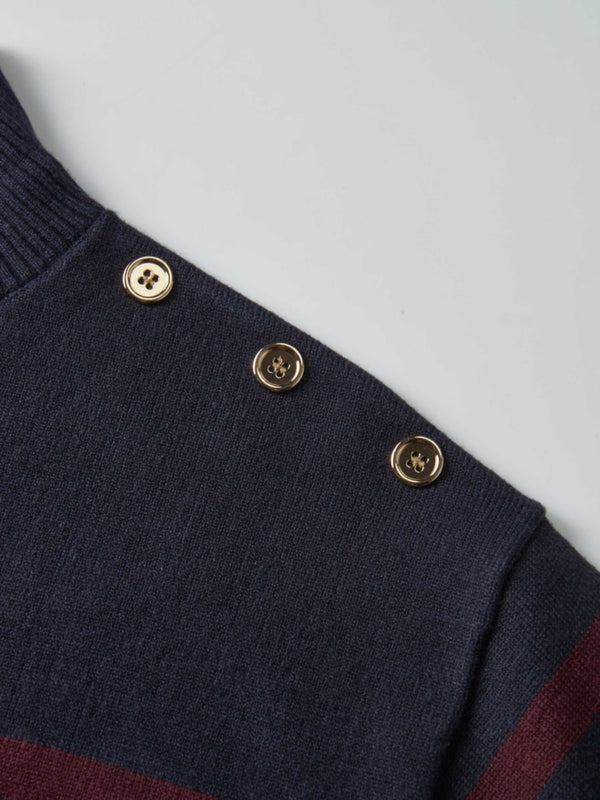 Nautical Stripe Sweater - Navy/Burgundy