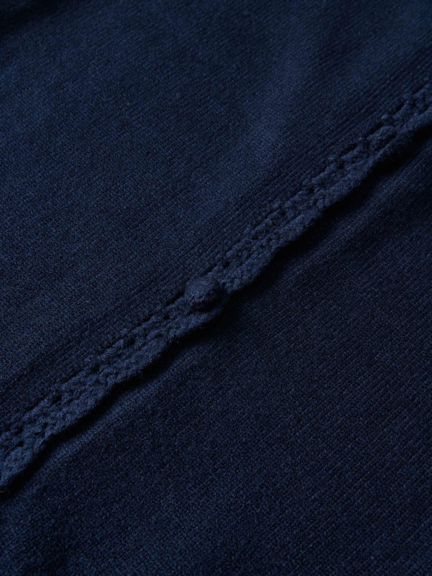 Scalloped Crochet Collar Cardigan - Navy