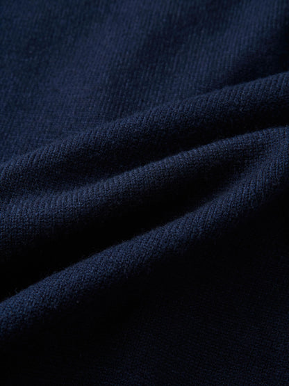 Scalloped Crochet Collar Cardigan - Navy