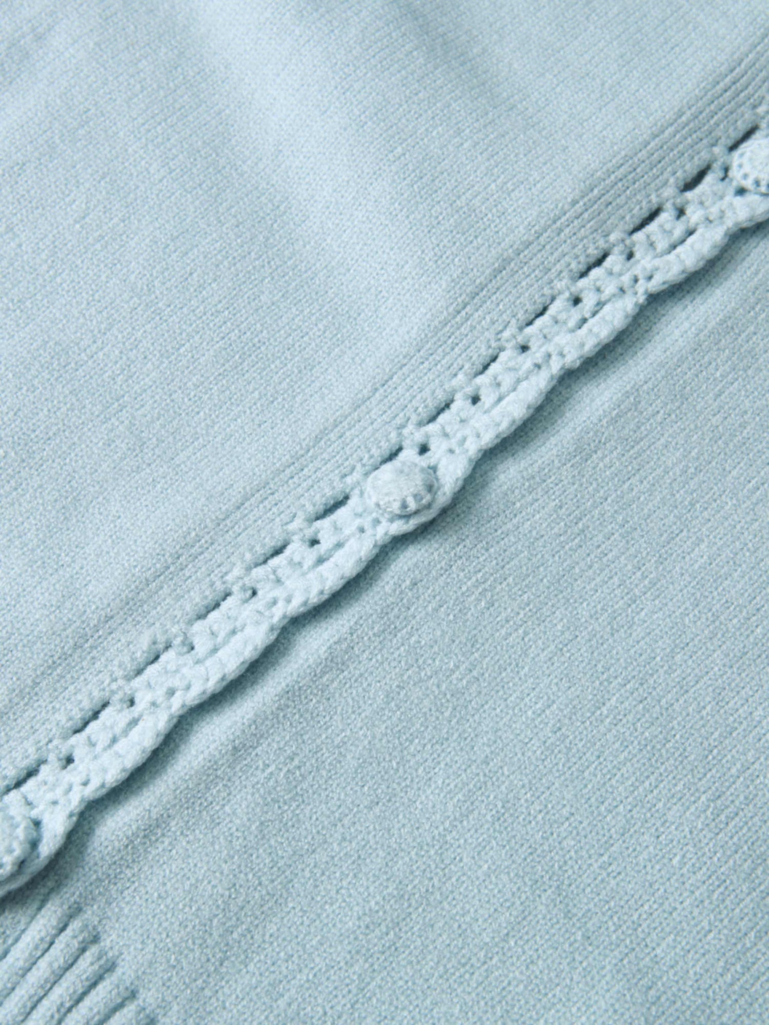 Scalloped Crochet Collar Cardigan - Light Blue