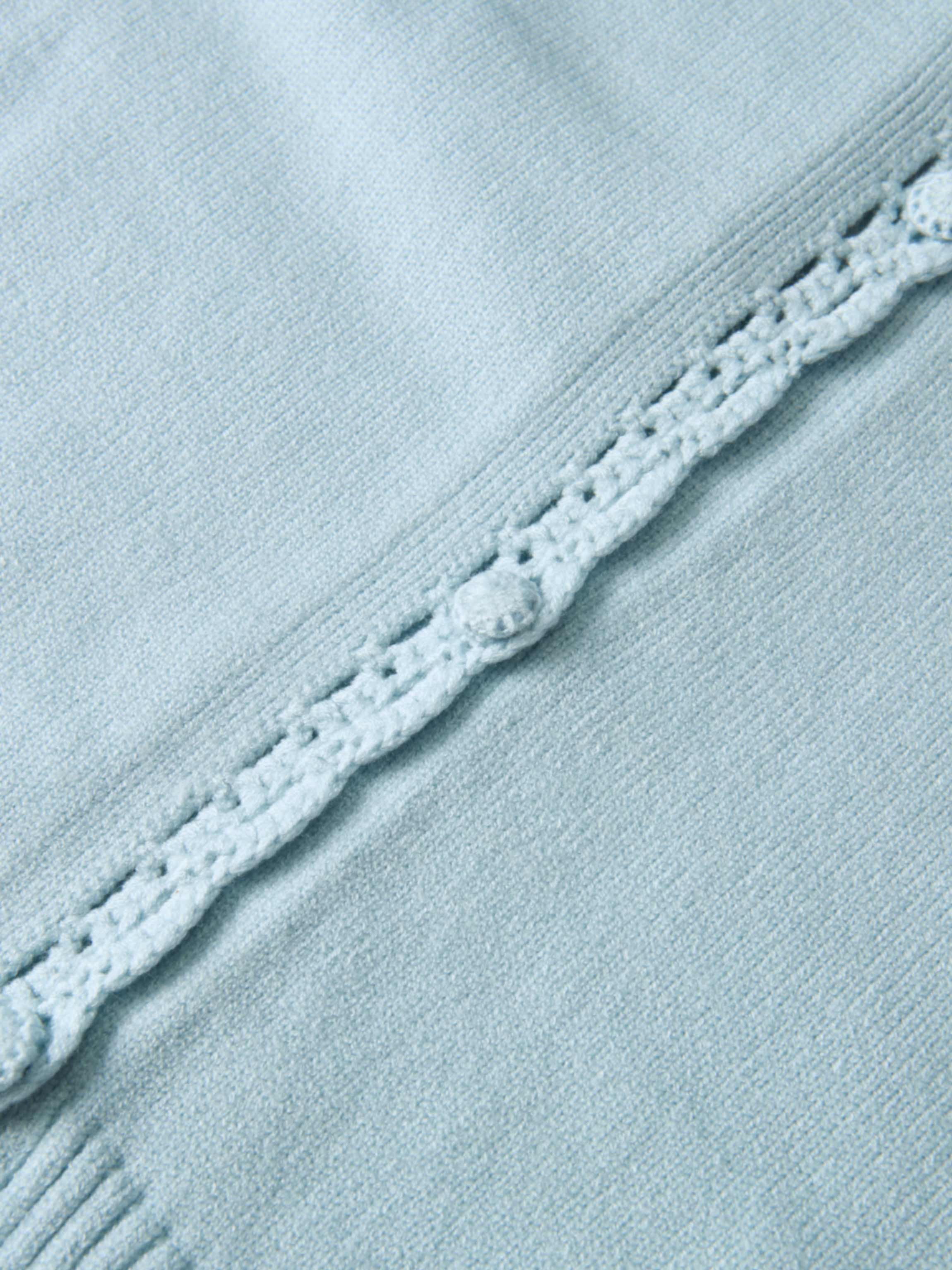 Scalloped Crochet Collar Cardigan - Light Blue