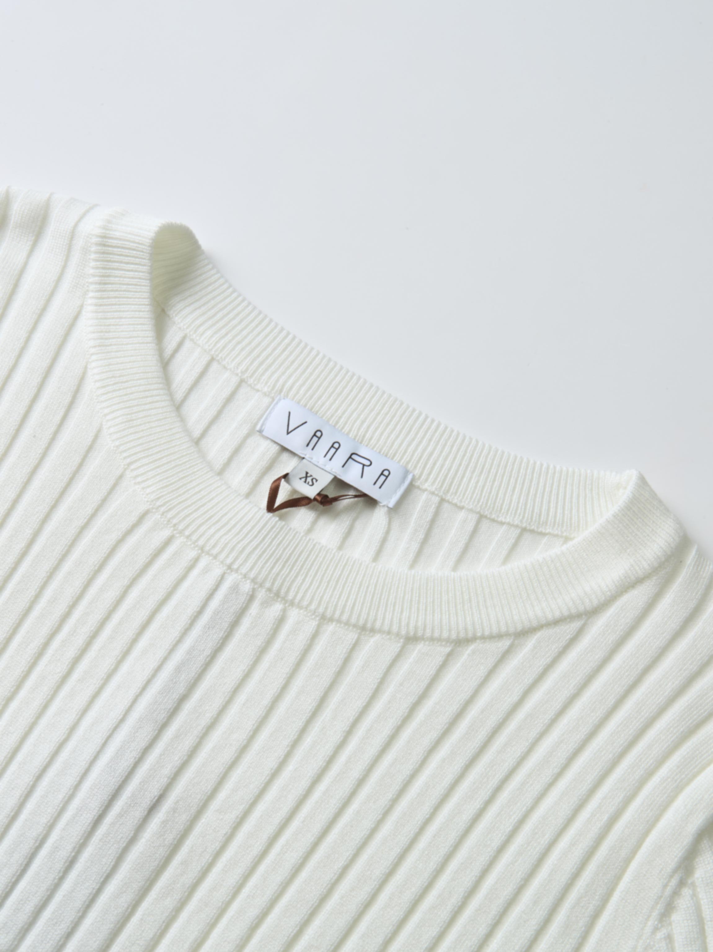 Soft Thin Ribbed Banded Sweater - Cream