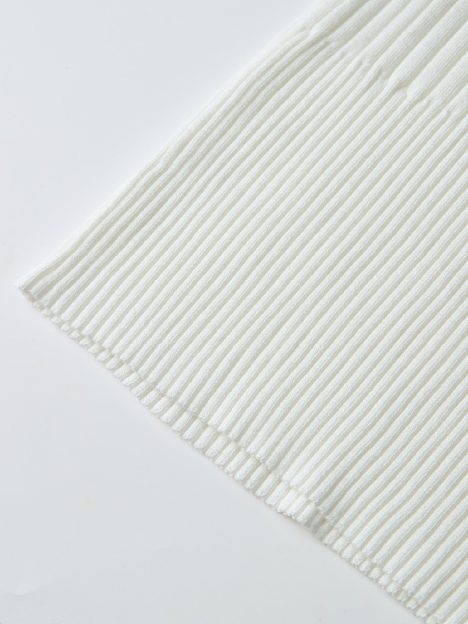 Soft Thin Ribbed Banded Sweater - Cream