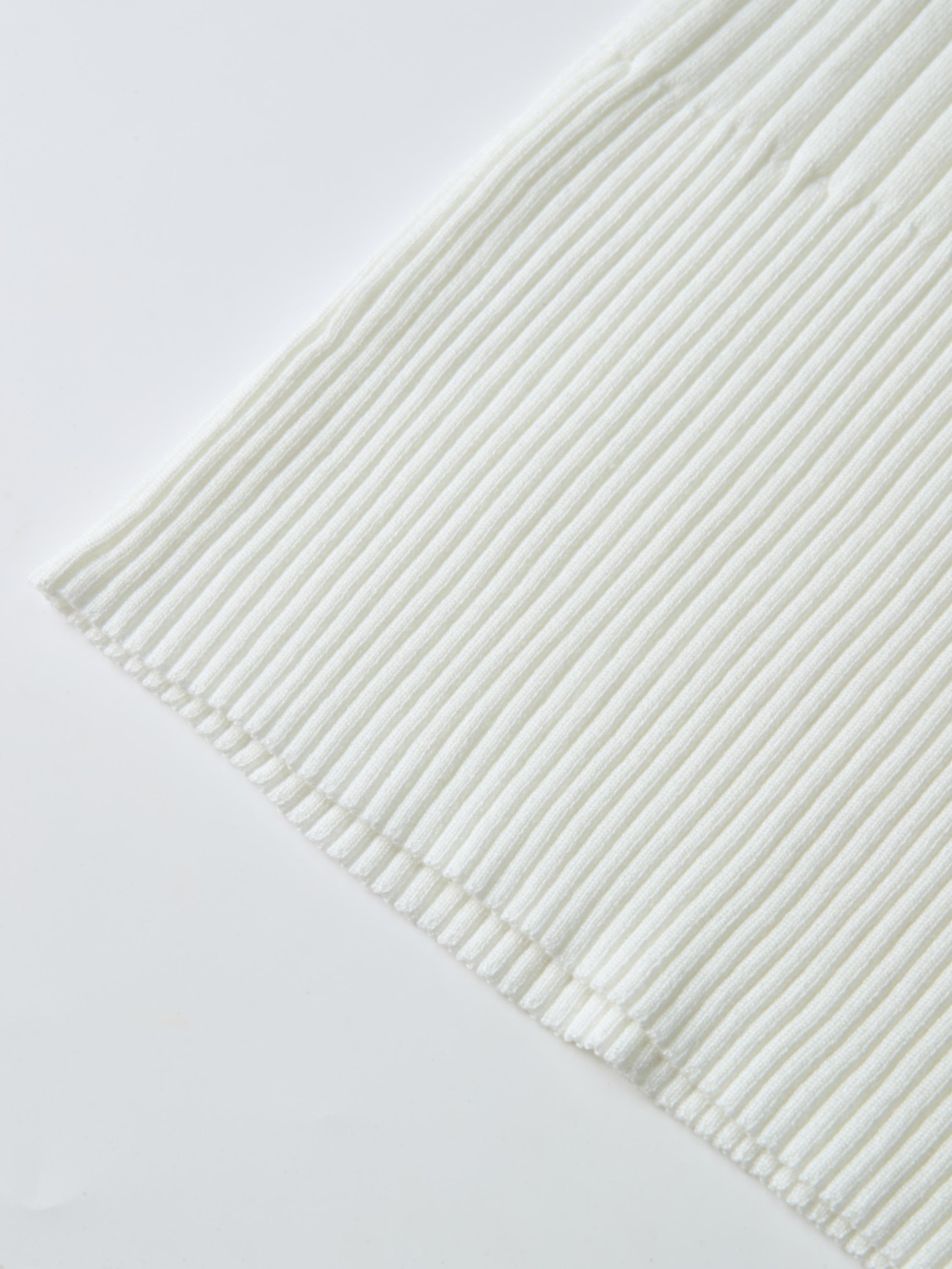 Soft Thin Ribbed Banded Sweater - Cream