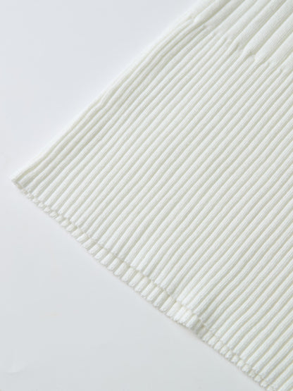 Soft Thin Ribbed Banded Sweater - Cream