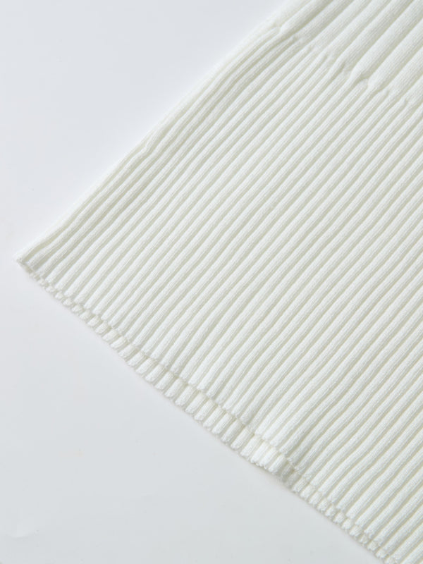 Soft Thin Ribbed Banded Sweater - Cream