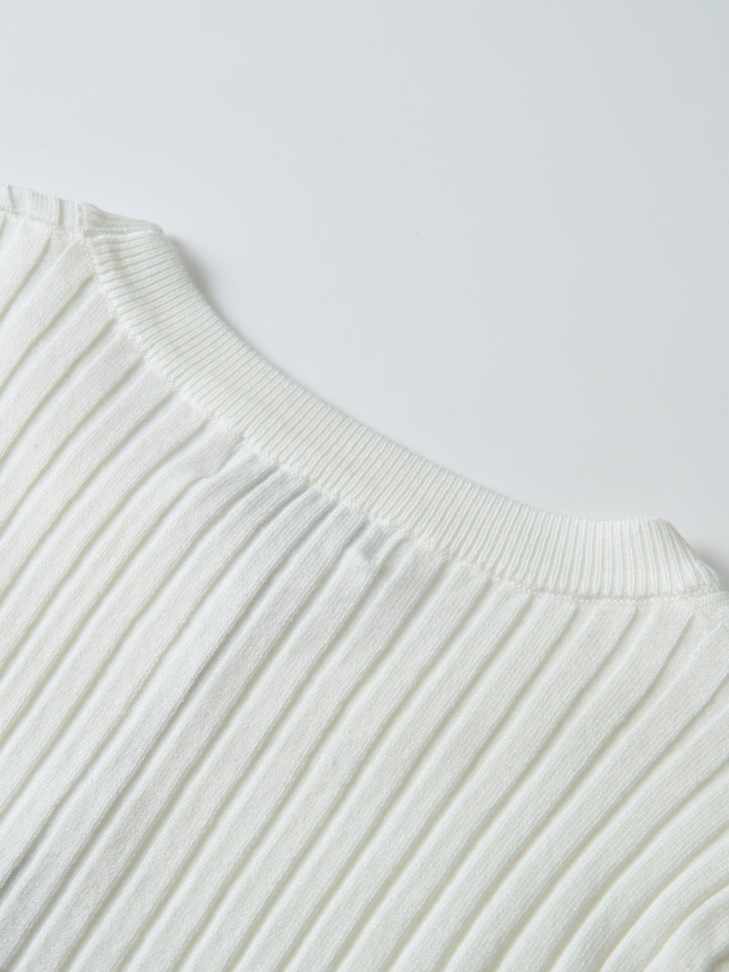 Soft Thin Ribbed Banded Sweater - Cream