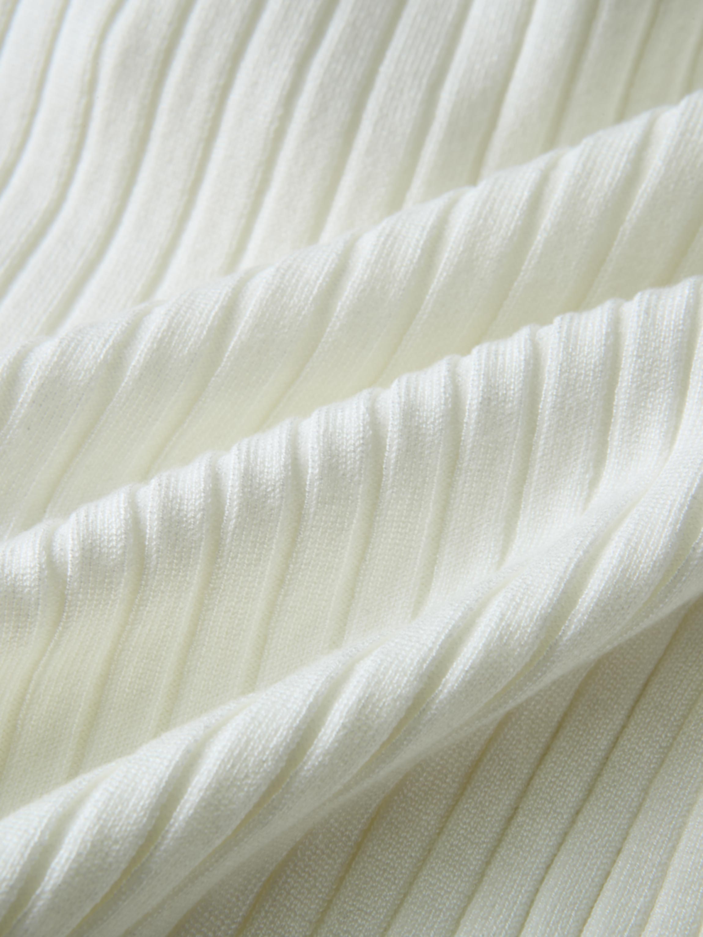 Soft Thin Ribbed Banded Sweater - Cream