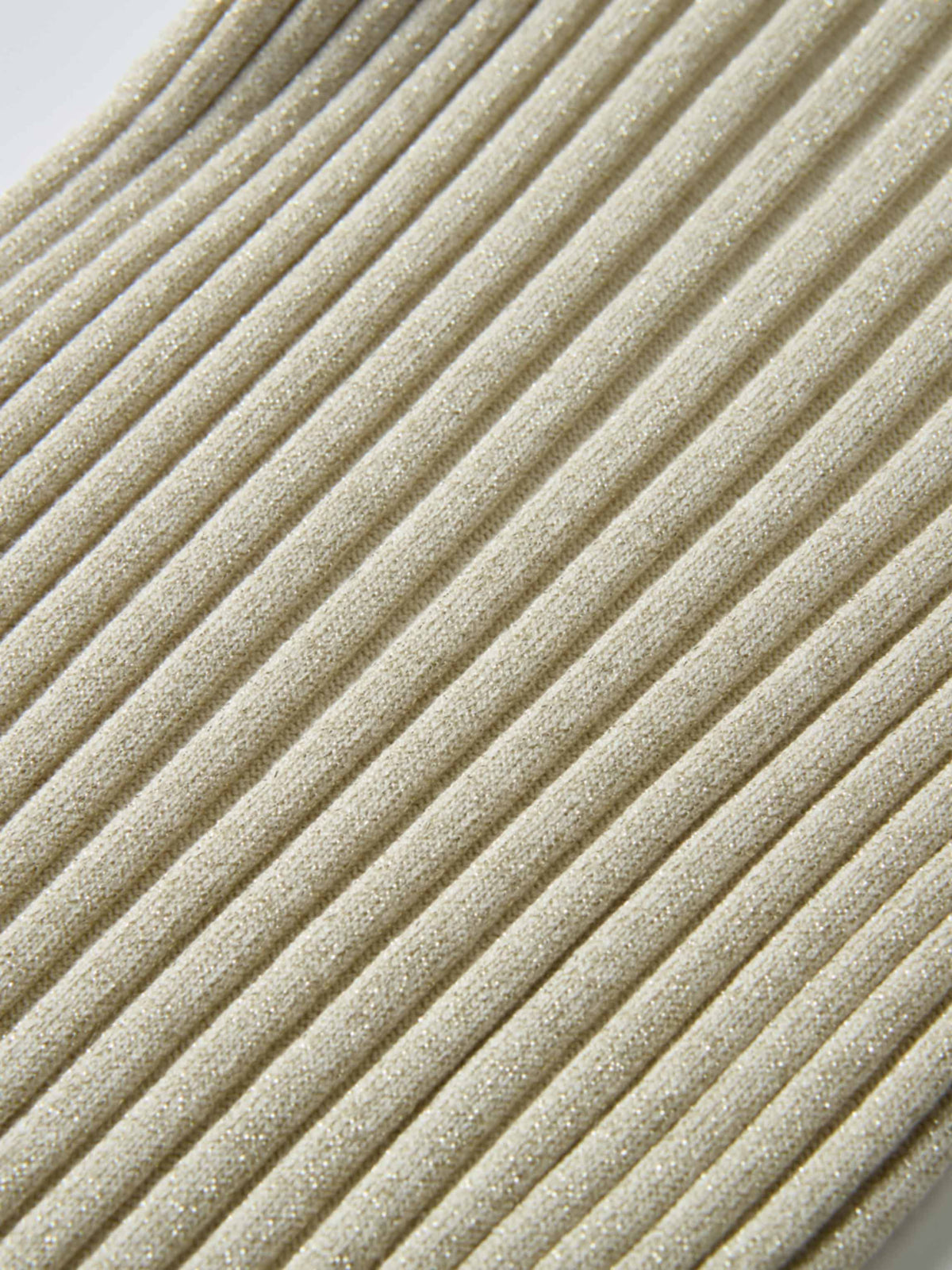 Lurex Ribbed Mock Neck Sweater - Cream