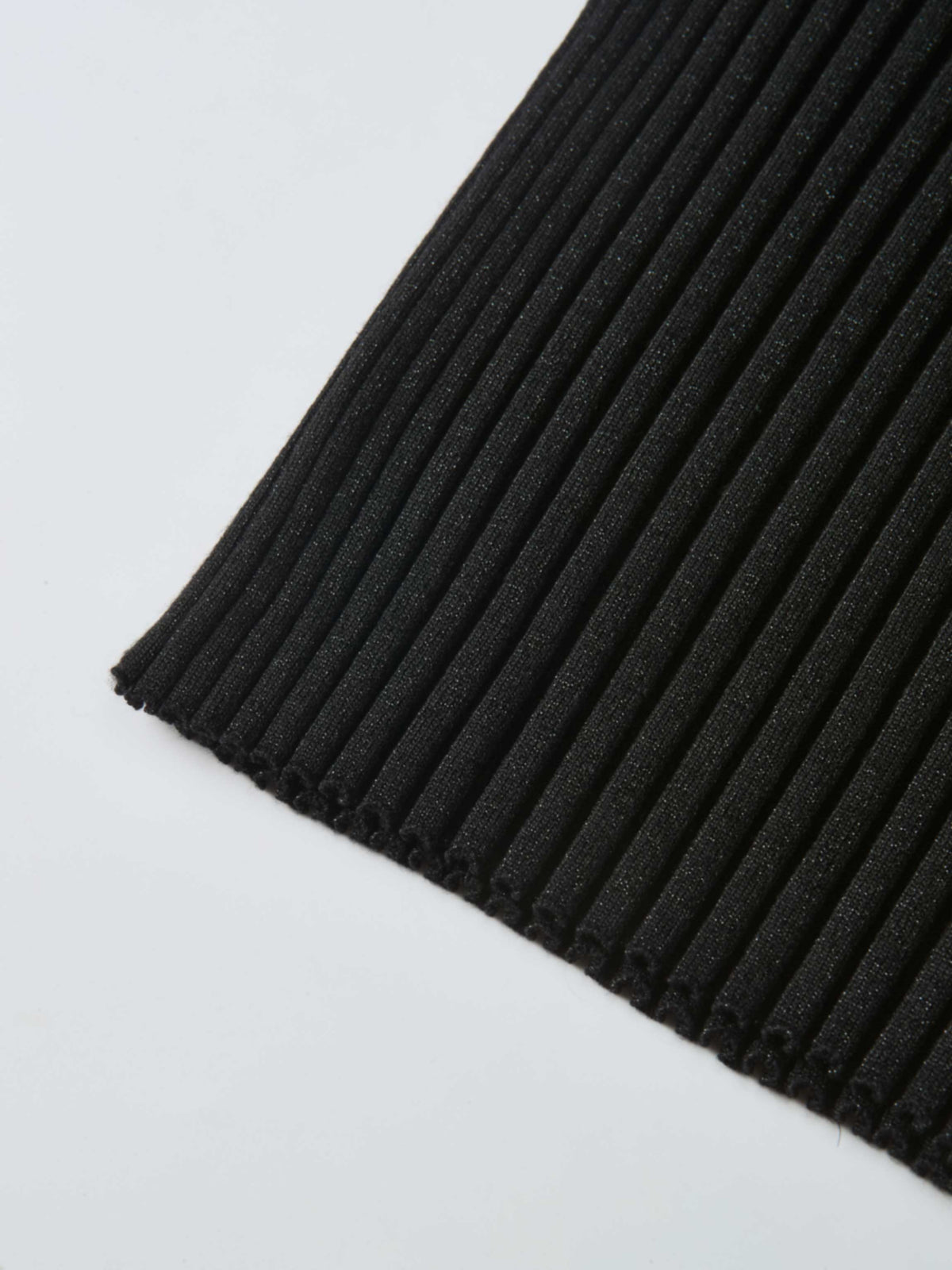 Lurex Ribbed Mock Neck Sweater - Black