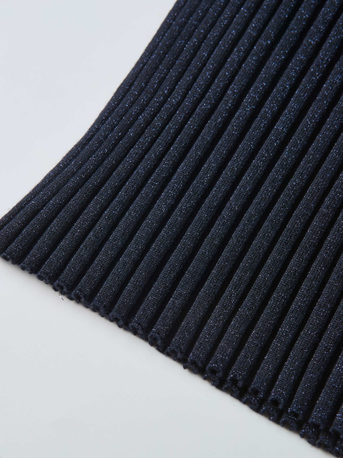 Lurex Ribbed Mock Neck Sweater - Navy