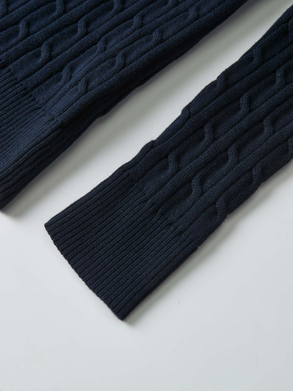 Cable Knit Sweater - Navy