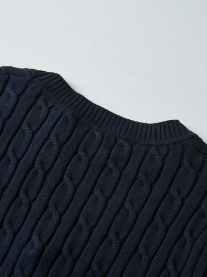 Cable Knit Sweater - Navy