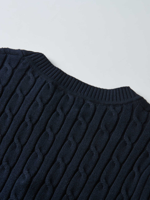 Cable Knit Sweater - Navy