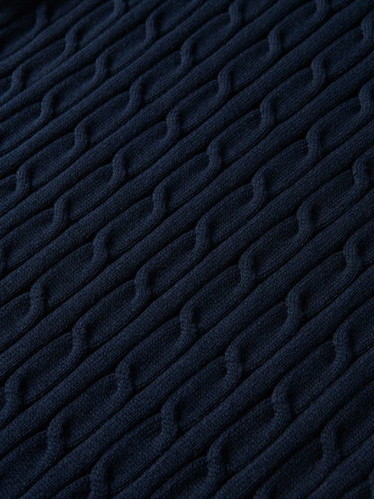 Cable Knit Sweater - Navy