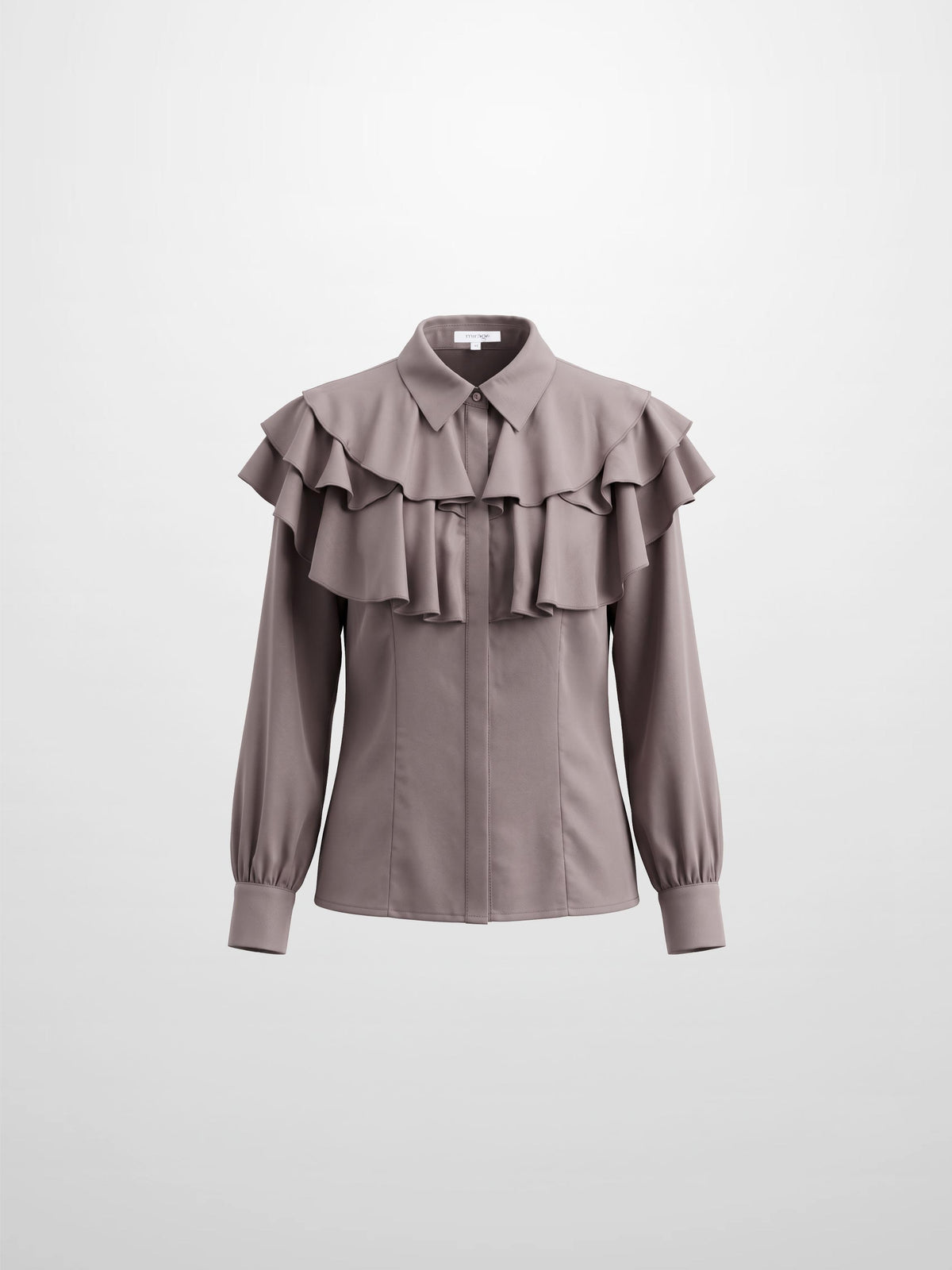 Double Ruffle Faux Satin Blouse - Mauve
