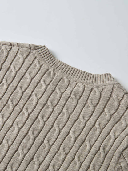 Cable Knit Sweater - Heathered Taupe