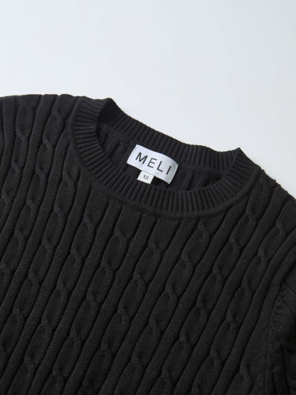 Cable Knit Sweater - Black
