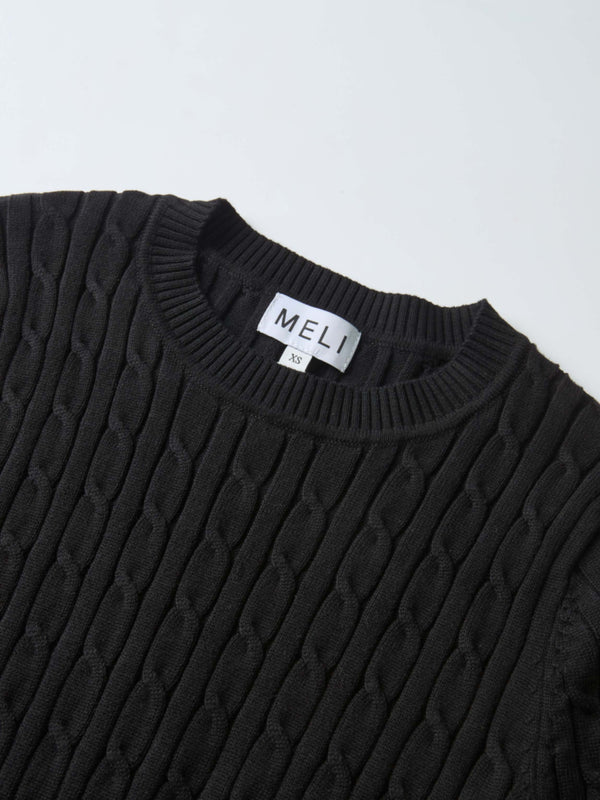 Cable Knit Sweater - Black