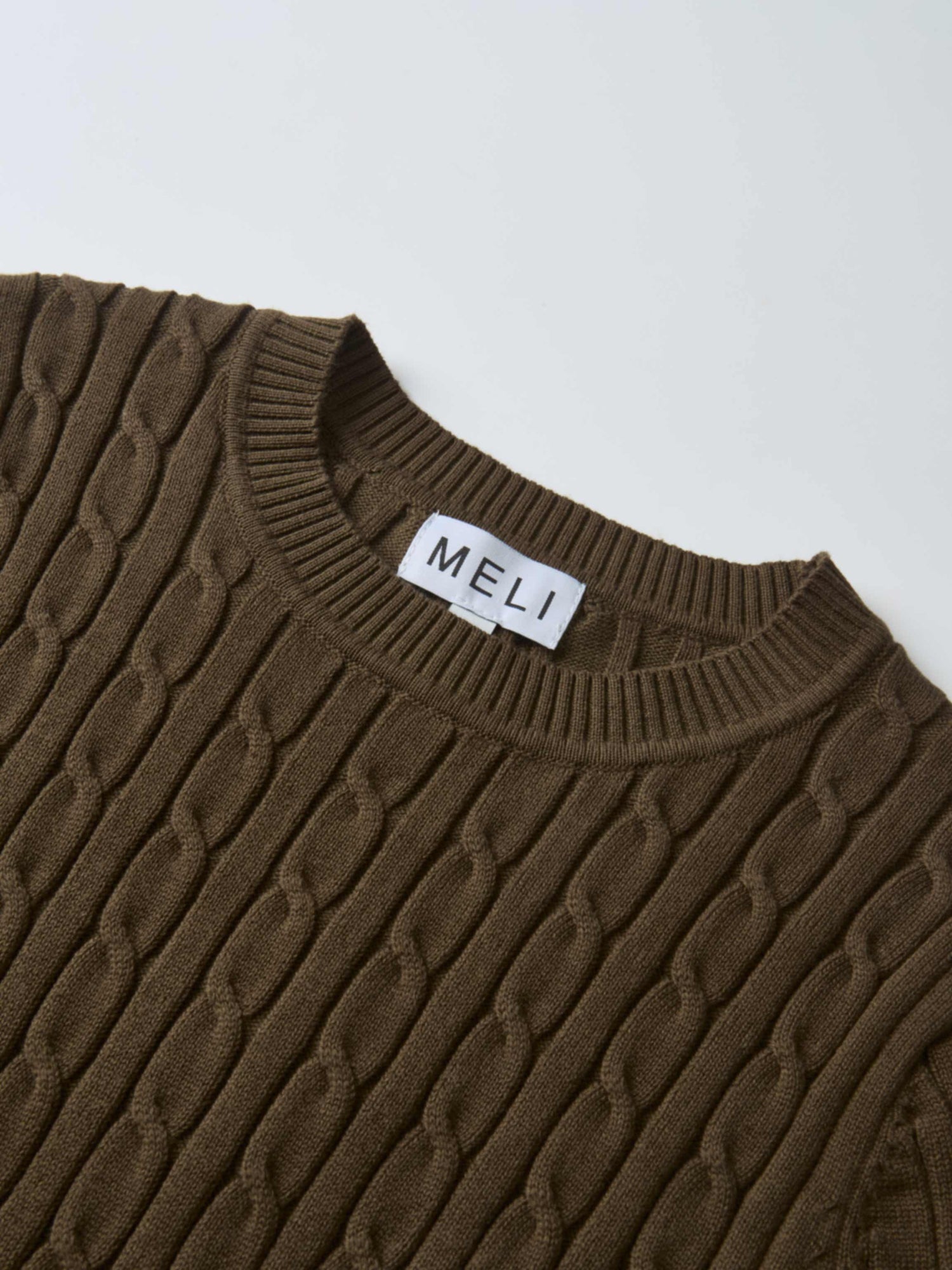 Cable Knit Sweater - Military Brown