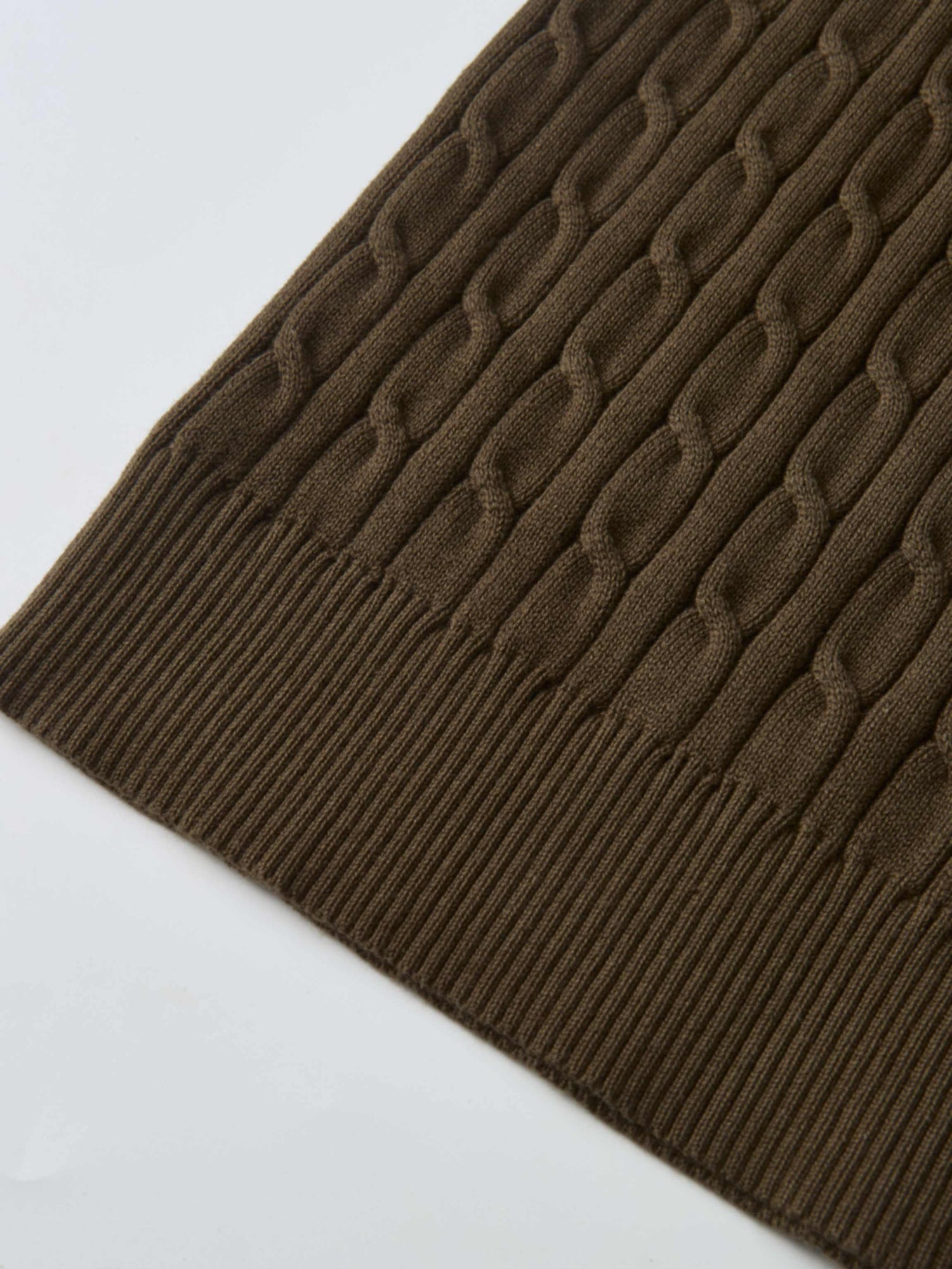 Cable Knit Sweater - Military Brown