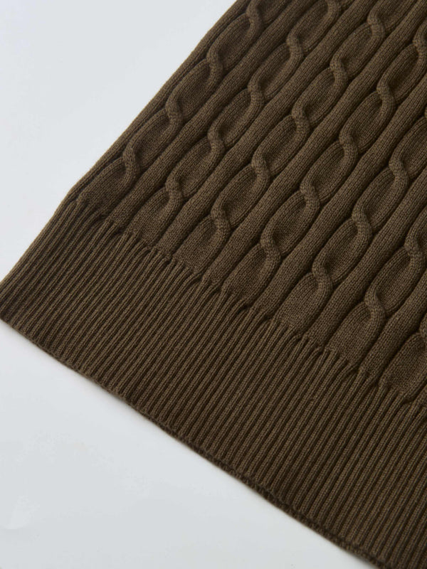 Cable Knit Sweater - Military Brown