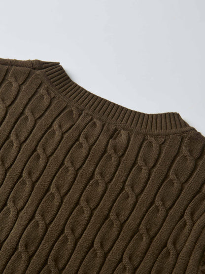 Cable Knit Sweater - Military Brown