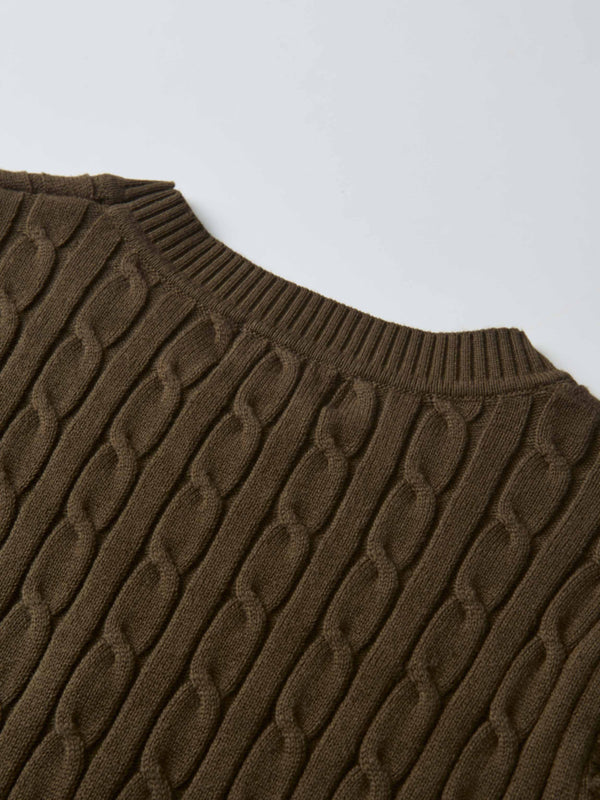 Cable Knit Sweater - Military Brown