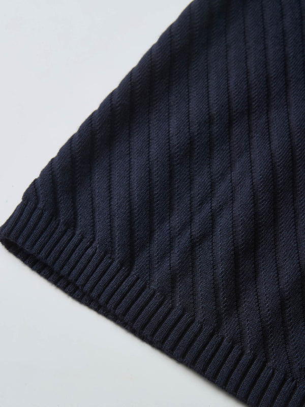 V Ribbed Sweater - Navy