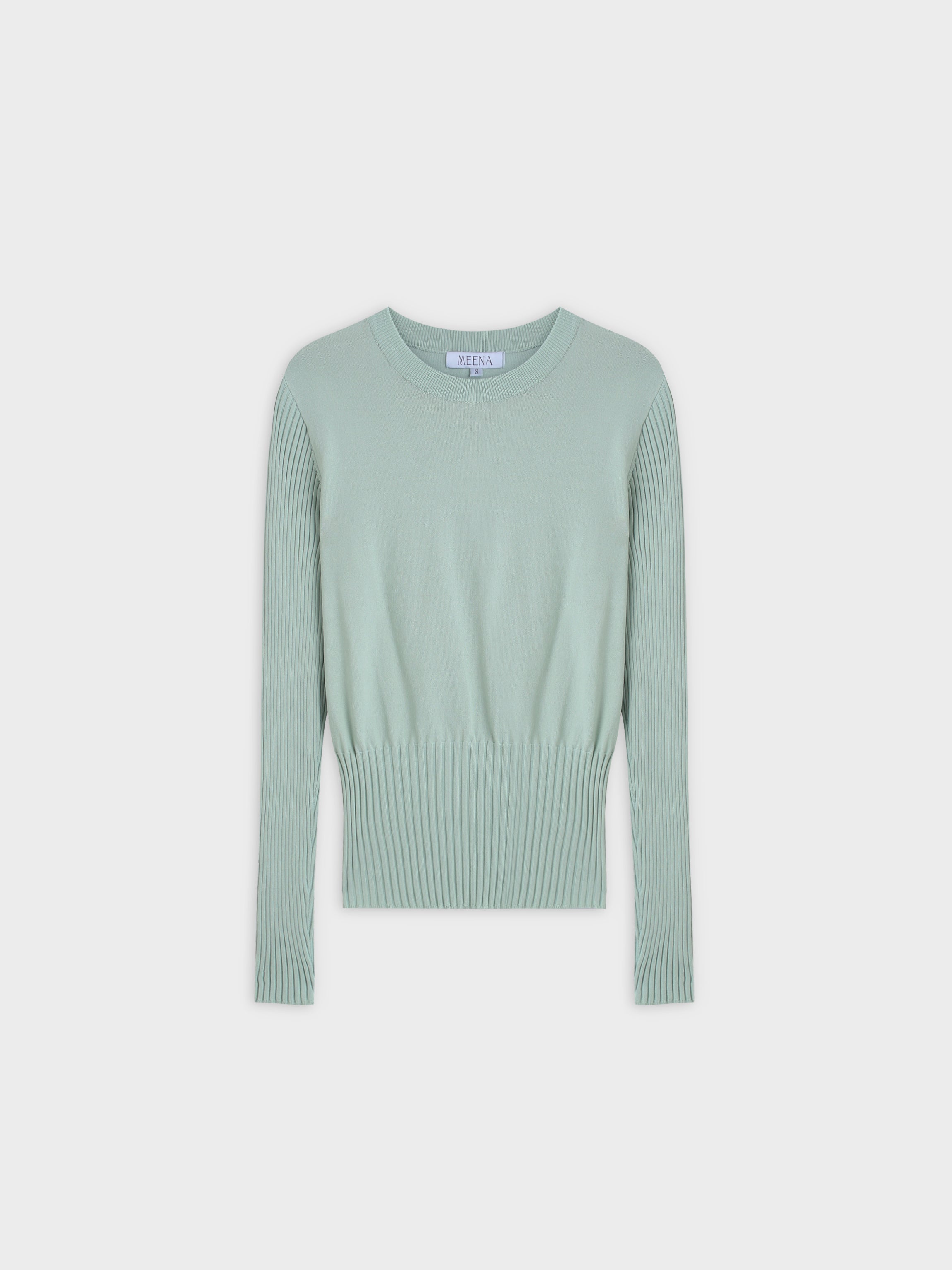 RIBBED WAISTED SWEATER-SAGE GREEN