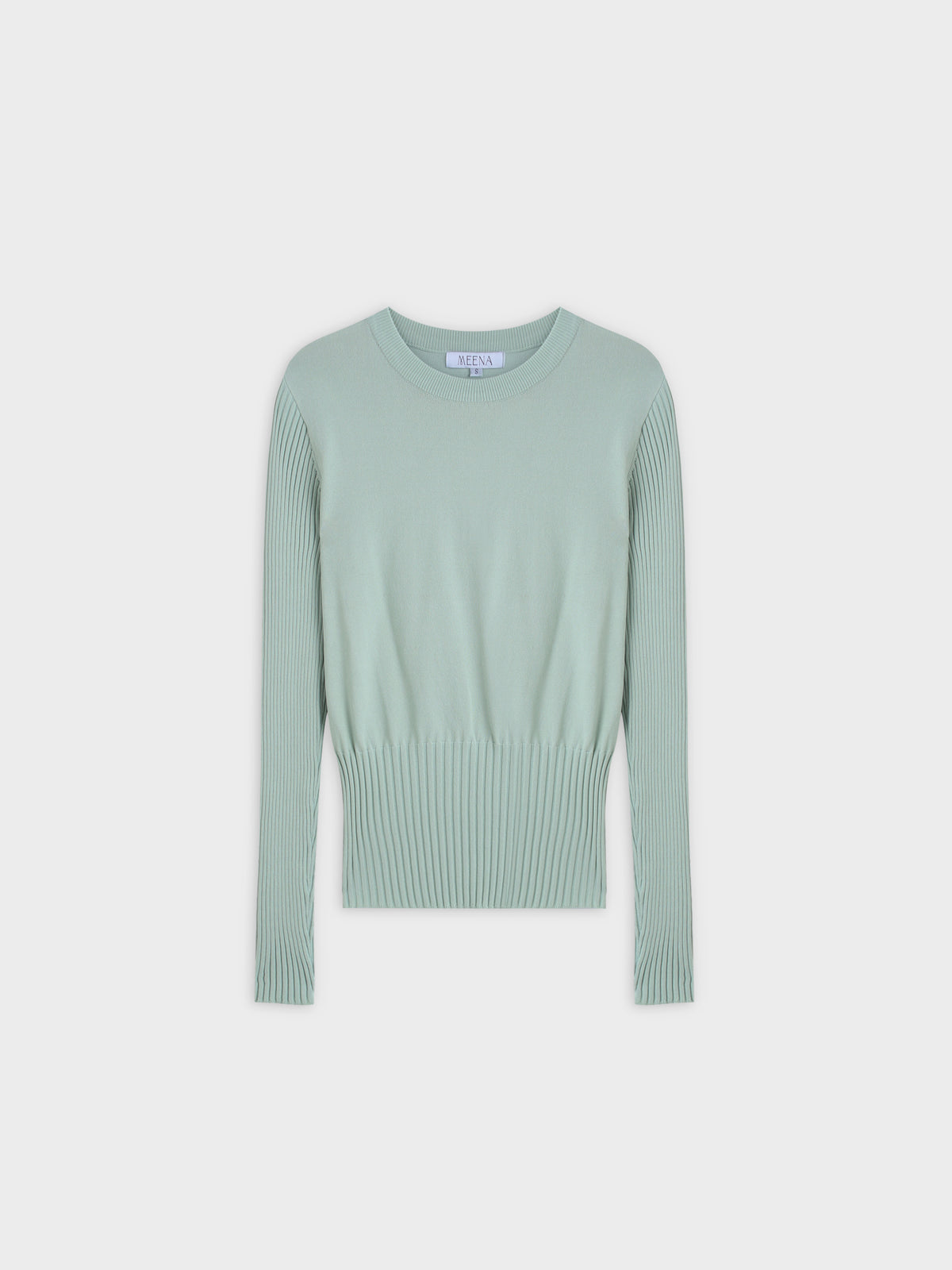 RIBBED WAISTED SWEATER-SAGE GREEN