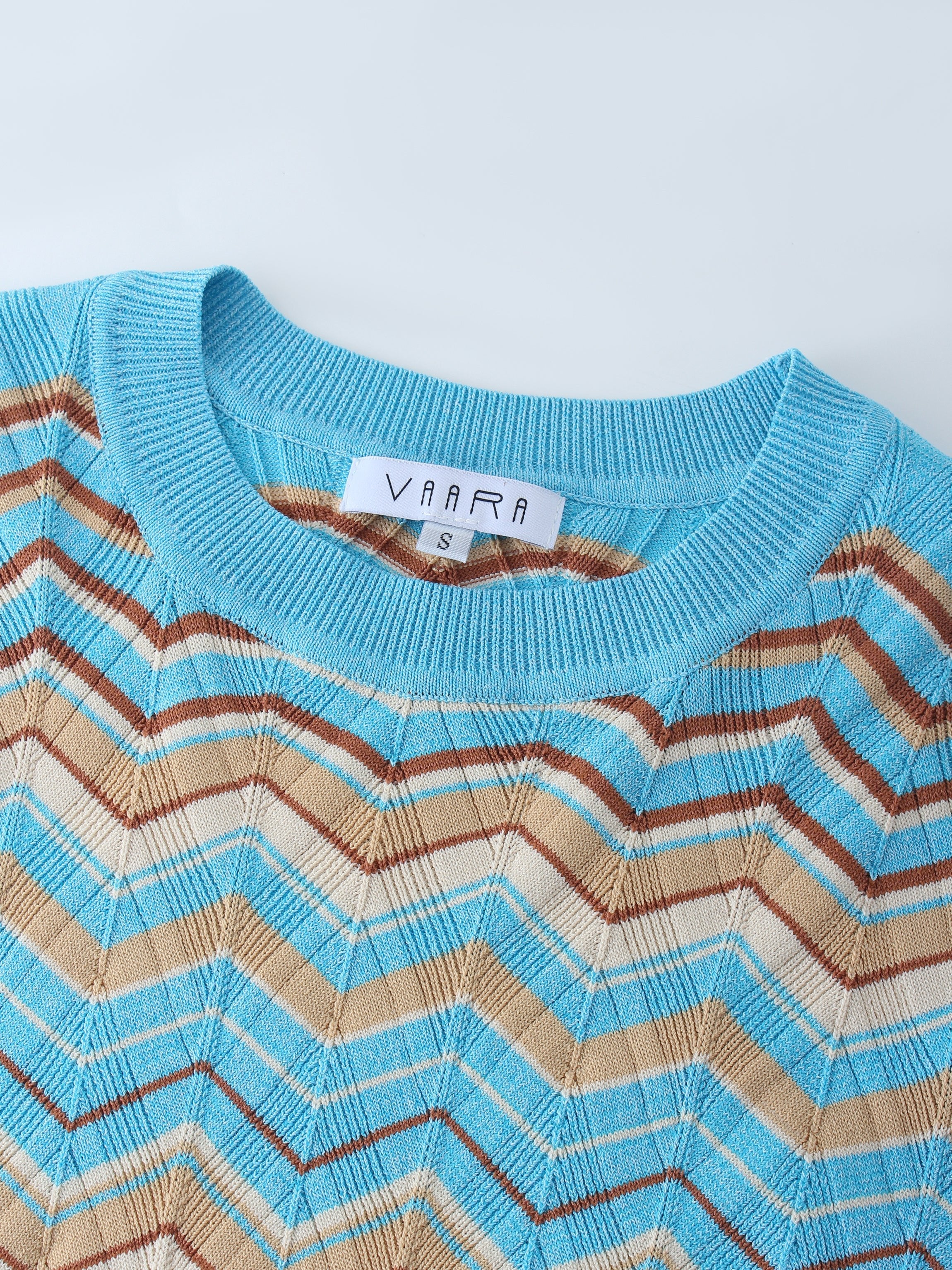 Wave Stripe Sweater-Tan/Blue